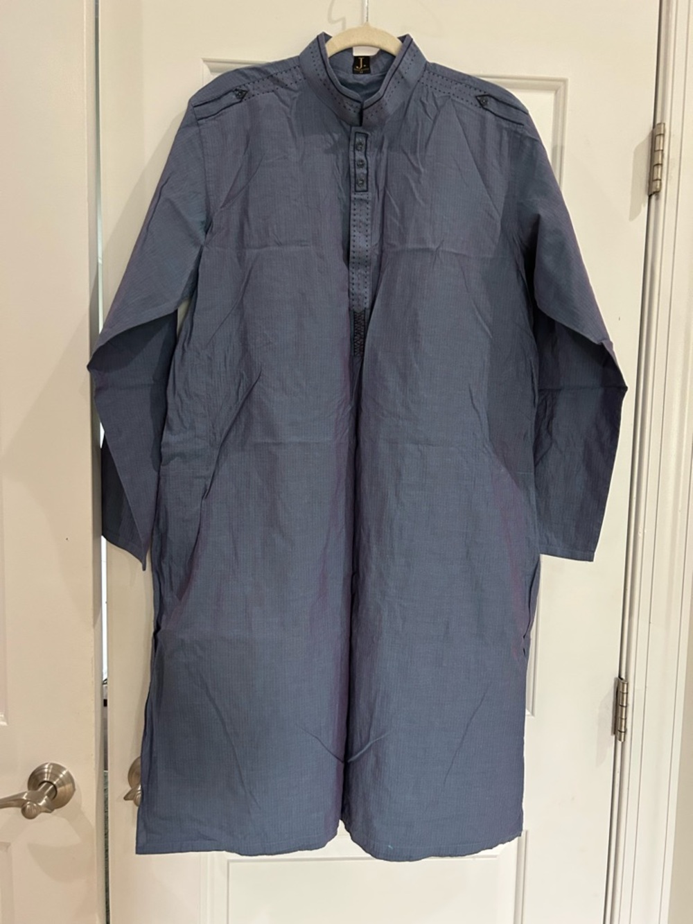 Men's Long Traditional Coat - Slate Blue